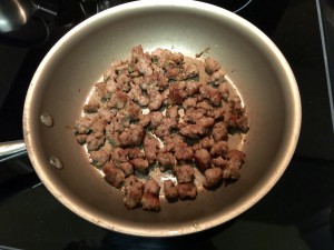 Cooking our Italian Sausage for a Pizza