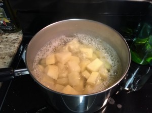 Simmering rutabagas for mashing