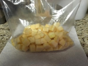 Cubed rutabaga for roasting