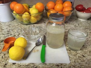 A quart mason jar and a glass of lemonade