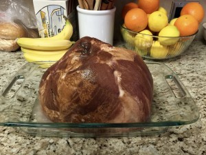 Typical pre-cooked baking ham