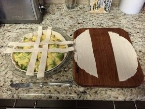 Start the lattice by slicing in 1/2 to 3/4 inch strips