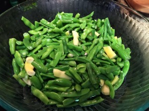 Blanched beans ready for packaging