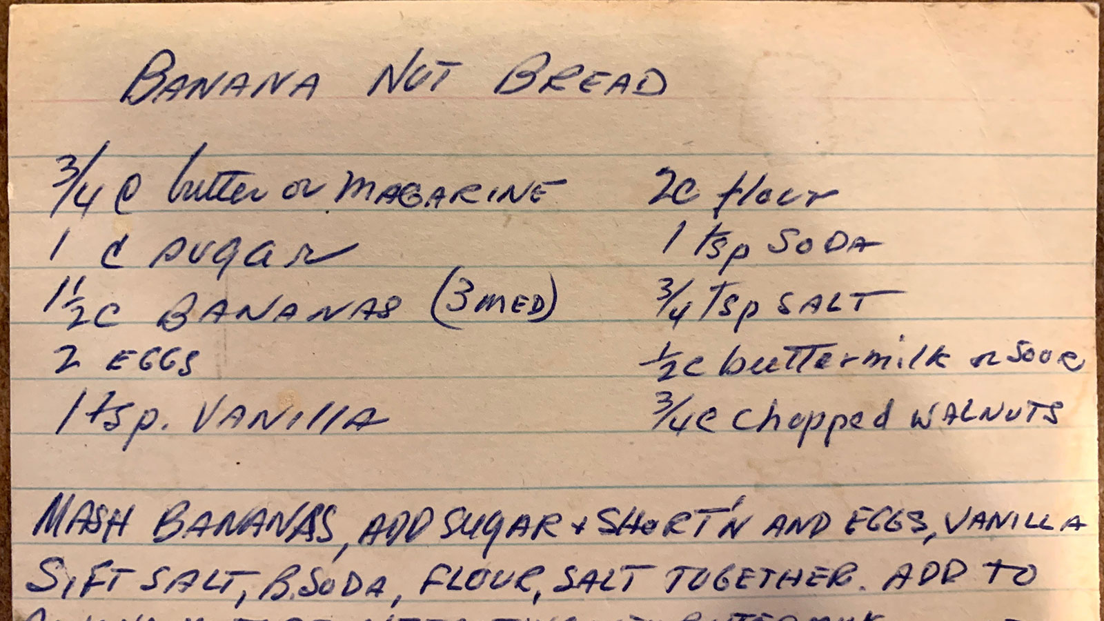 Jeanne Kitson Banana Nut Bread Recipe